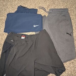Nike, North Face and Puma Mens XL Bottoms Set - Blue, Gray, Black